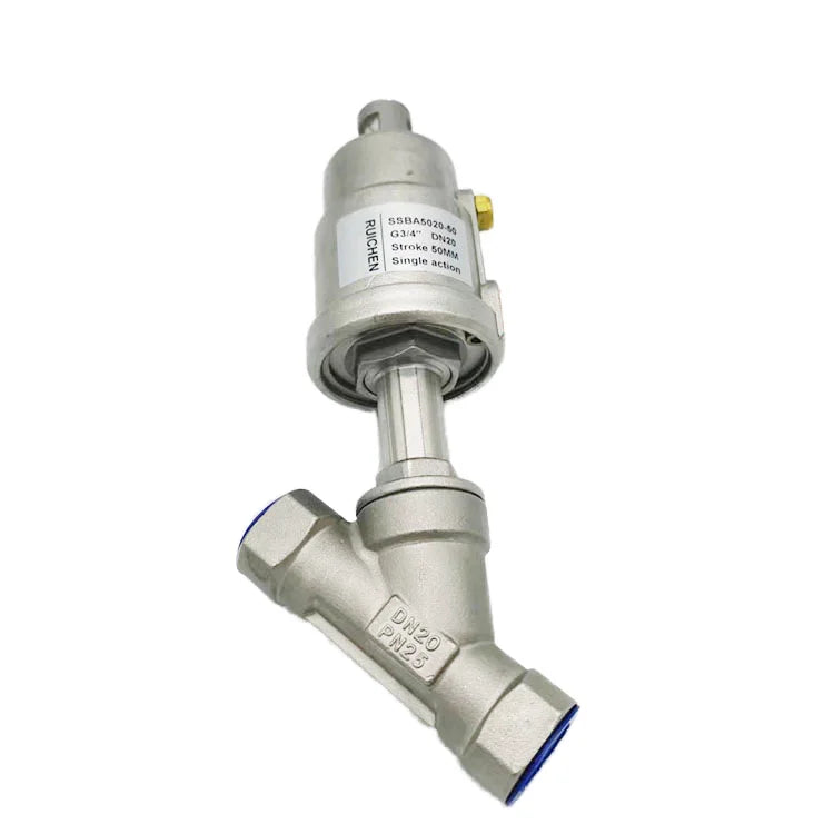 SSBV5020-50 RUICHEN Pneumatic Stainless Steel Regulating Angle Seat Valve Industrial Use Compressed Air Gas High DN20 3/4" 50mm