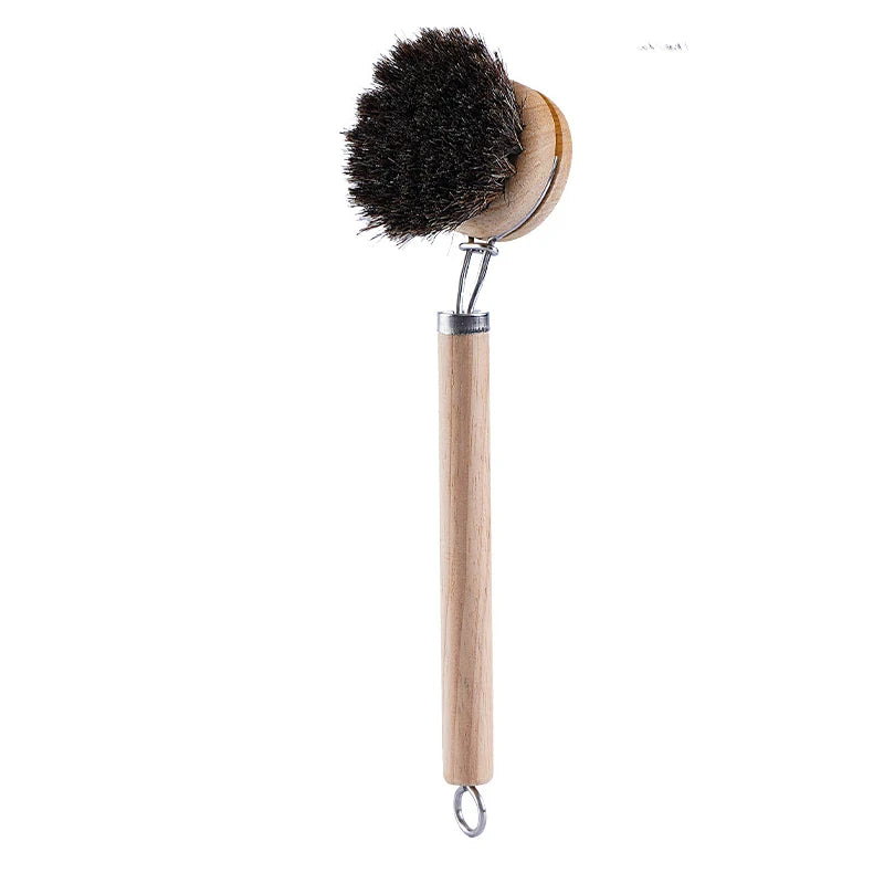 New Cleaning Brush Pot Brush with Hard Bristles Long Handled Replaceable Brush Head  Natural Soft Bristled