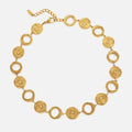 2026 Dazan New 18k Gold Plated Tarnish Free Stainless Steel Vintage Circle Thread Chunky Dainty Necklace Bracelet Waterproof Set