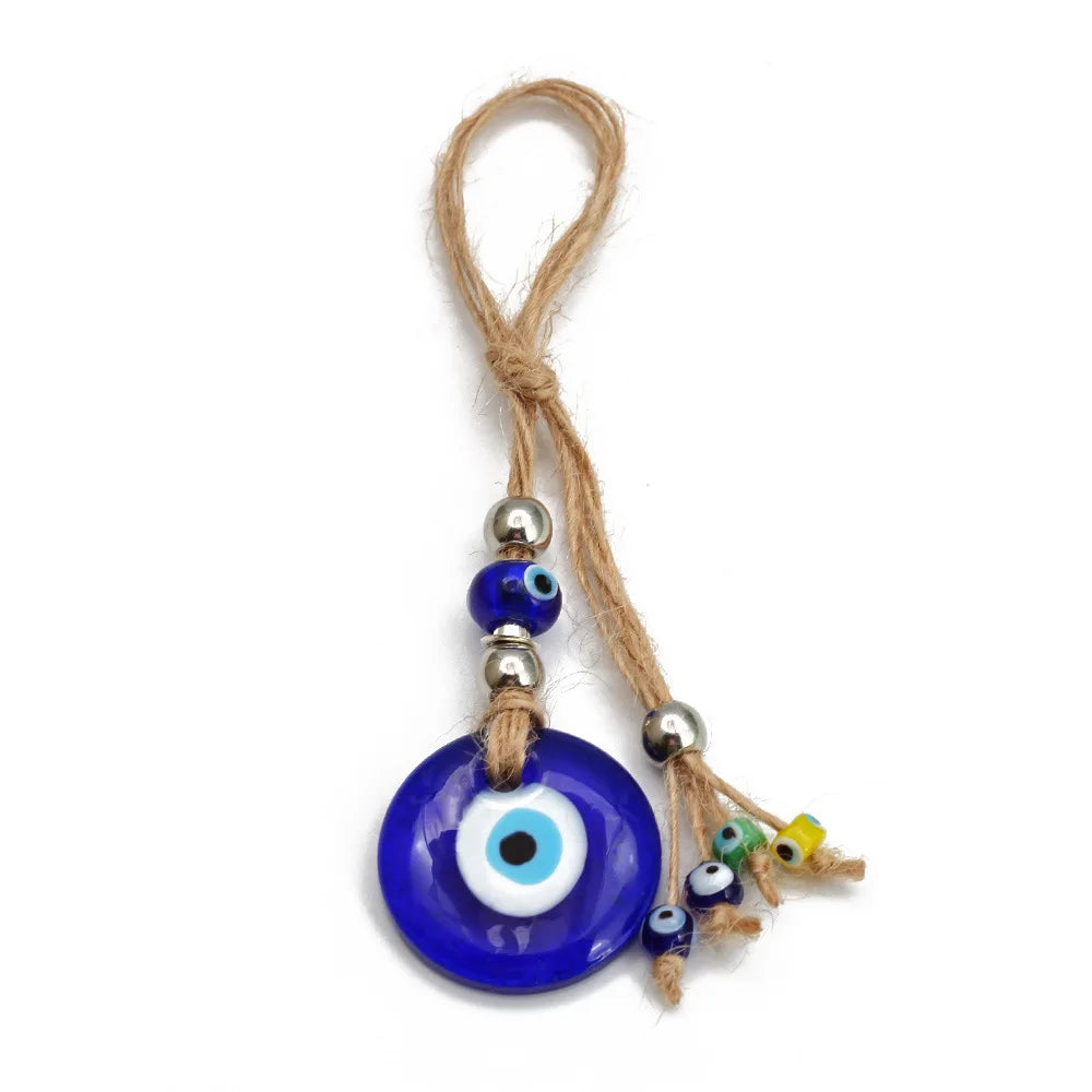 Handmade Hemp Rope Pendant Turkish Blue Eye Jewelry Glass Pendant Pendant Wall Decoration Good Luck Gift