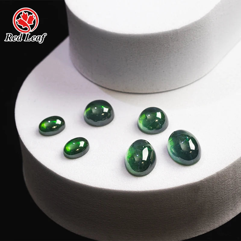 Redleaf Popular Round Oval Shape Starlight Green Sapphire Wholesale Synthetic Cabochon Star Sapphire
