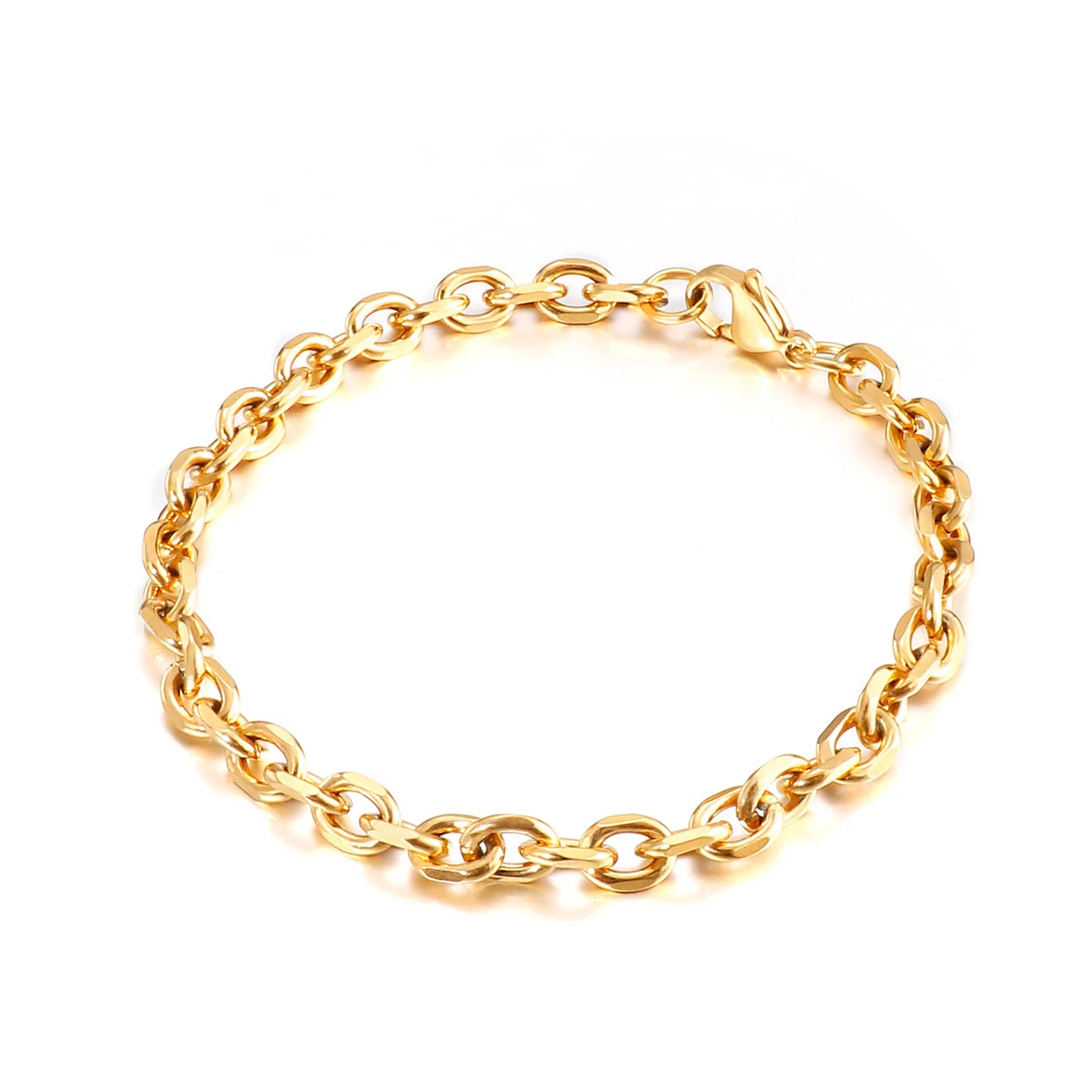 KALEN Fashion Stainless Steel Link Chain Simple Bracelet for Men Women