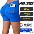 Custom Ladies High Waist V-Back Yoga Shorts Solid Color Quick Drying Breathable Peach Butt Sports Spandex/Nylon Tummy Four-Way