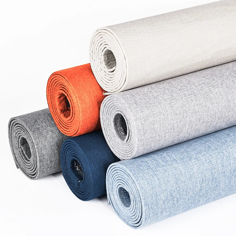 Luxury Linen Fabric Wallpaper Rolls Self-adhesive Self Adhesive Pe Foam Soft Wallpaper