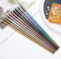 Custom Logo 304 Stainless Steel Chopsticks Gold-Plated Korean Style for Business Gifts