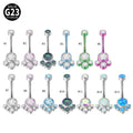 G23 Titanium Navel Curve Belly Button Ring Barbell Claw Setting Opal Water Drop Prevent Allergy Piercing Wedding Women's Trendy