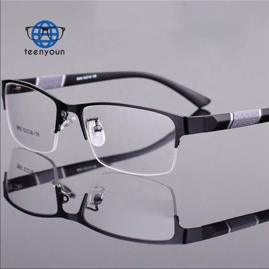 Teenyoun Custom Flexible Glasses Cheap Semi Frame Blue Light Blocking Plain Spectacles Men Rectangle Reading Eyeglasses Frames