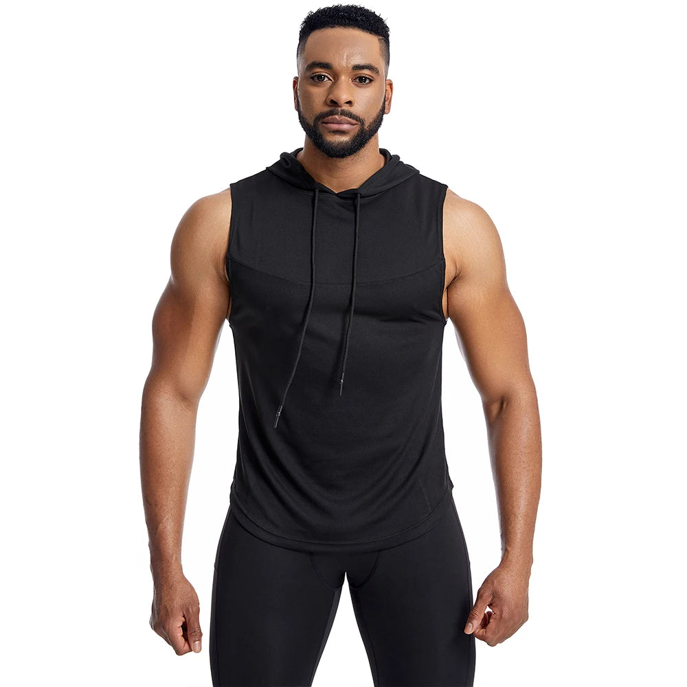 Summer Men Jogger Sportswear Fitness Stringer Workout Bodybuilding Tank Top Polyester Muscle Gym Hoodies