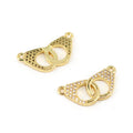 CZ8206 18k GOld Plated Diamond CZ Micro Pave Double Handcuff Charm Pendants for Bracelet Necklace Makingjewelry Supplies
