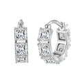 Rinntin LZE15 Bridal Classic Baguette Cut 8A CZ Channel Set Kpop Huggie Hoop Earrings for Women Men  925 Sterling Silver