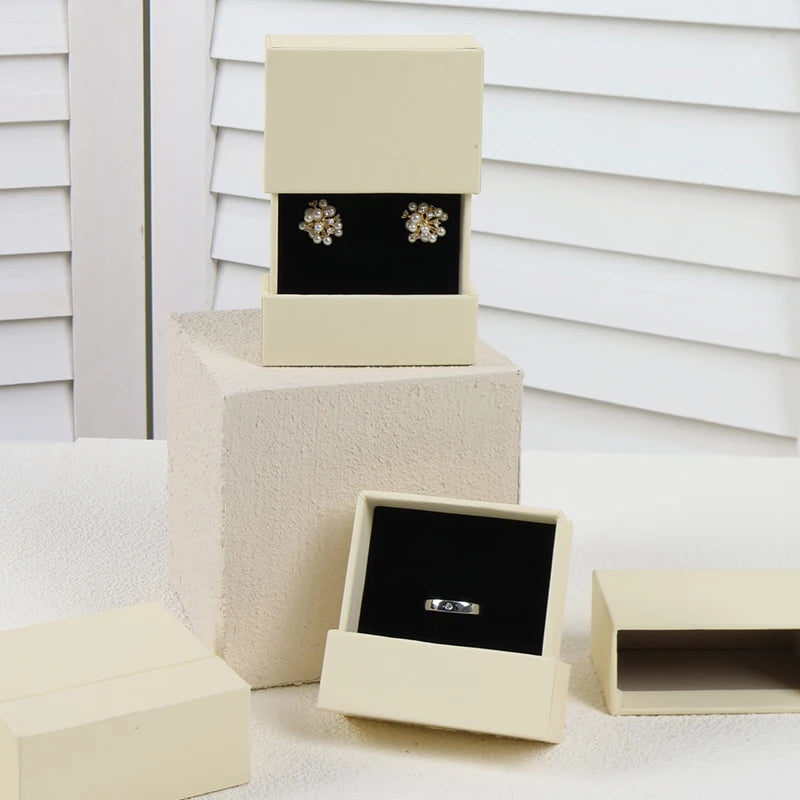 MiLan Durable Paper Earring and Ring Box with Silk Screen Printing for Jewelry Storage