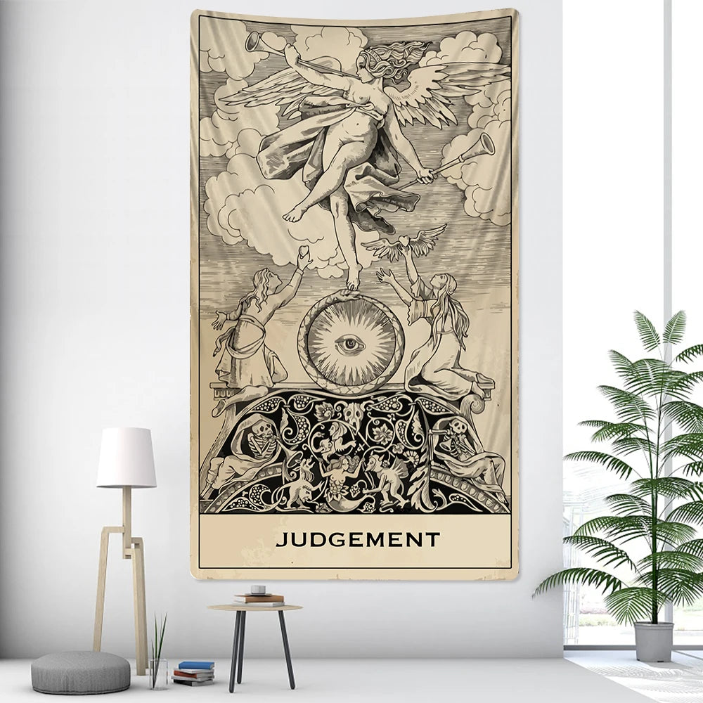 Tarot Card Tapestry Wall Hanging Room Decor Hippie Mandala Sun and Moon Witchcraft Tapestry Bedroom Home Aesthetic Decoration