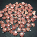 S925 Nature Crystal Heart Rhodocrosite Heart  for Jewelry Pendant