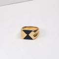 Unique Design Stainless Steel Resin Black Rings Jewelry PVD Plated Heart Ring