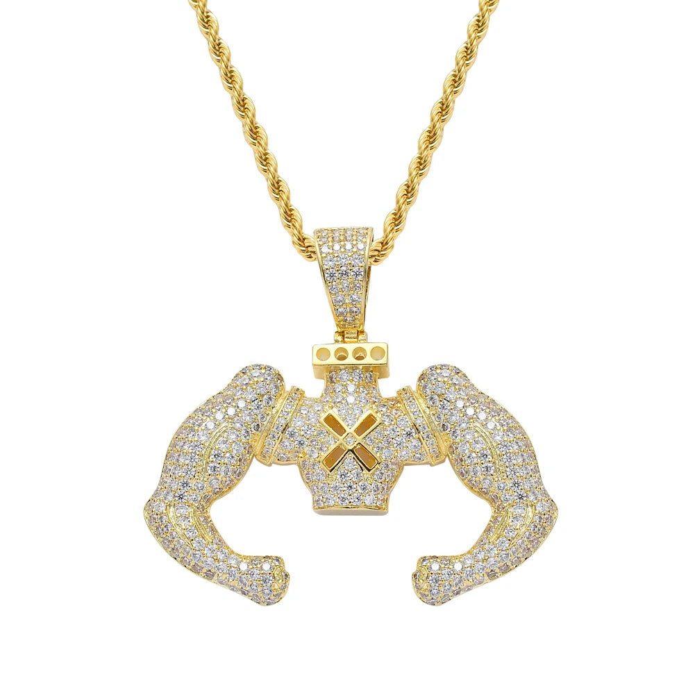 CN153  Brass Setting  CZ Pendant Micro Pave CZ Stones Hip Hop Necklace