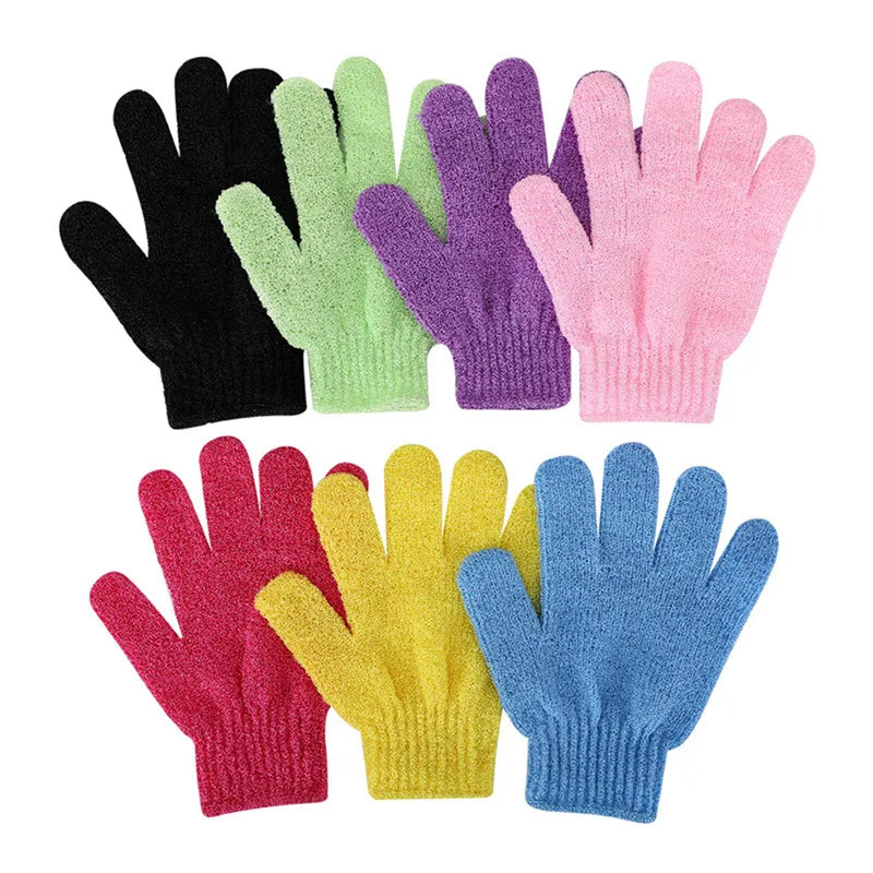 Bulk Stock Five Fingers Body Scrubber Nylon Bath Glove Custom Exfoliating Gloves Bath Shower Wash Towel