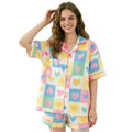 Wholesale New Design Cloud Cotton Pajamas Cartoon Print Cute Style Women's Turn-down Collar Short Sleeve Sets
