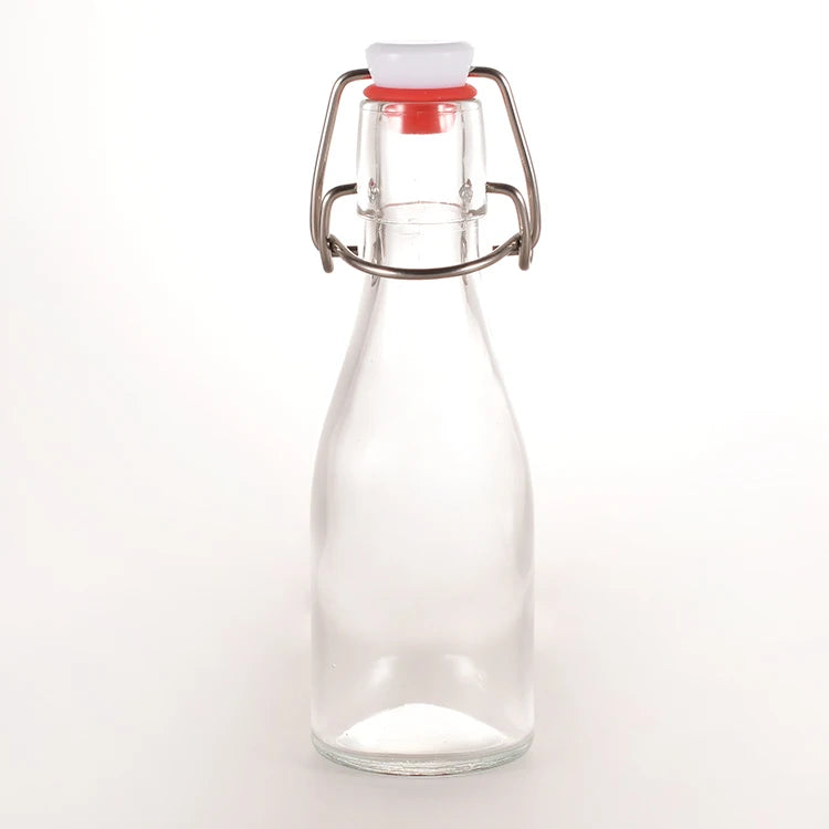Wholesale 5oz round Glass Juice Bottles Flip Top Cap 150ml Swing Top for Small Beverage Wine Fermentation Drinking Water Bottle