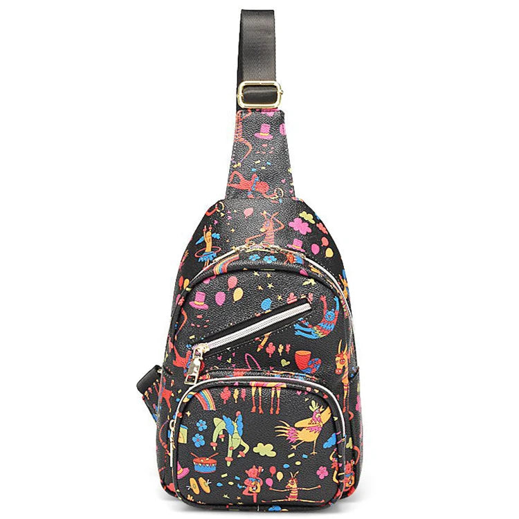 Chest Shoulder Bag Sling Backpack Causal Crossbody Daypack for Women Without Flap