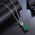 Handmade Silver Necklace 1.50CT  Emerald Cut Diamond Couple Necklace Solid Silver Necklace With Chunky Silver Chain