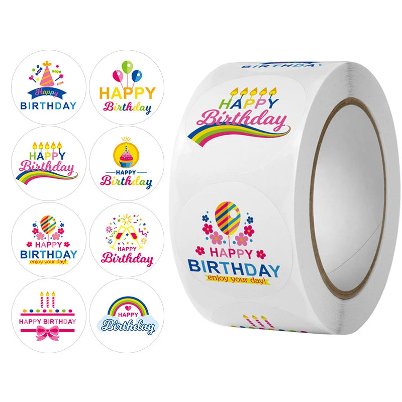1inch 25mm Happy Birthday Stickers for Balloon Party Decorations Accessories