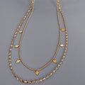 Wholesale Layered Stainless Steel 18K Gold Plating Diamond Shaped Charms Clavicle Chain Necklace