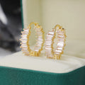 Huitan Fashion Earrings Girls Lady Many Rectangle Diamonds Full Around Bling Bling Zircon Silver Gold Beautiful Earrings Women