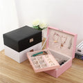 Portable Custom Logo Leather Velvet Jewelry Case with Logo Storage Packaging Box for Rings and Necklaces Travel-Friendly