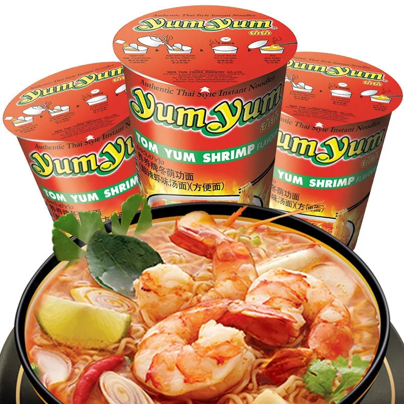 Thailand Imported Yangyang Brand (yumyum) Tom Yum Gong Sour and Spicy Shrimp Flavor Soup Noodles 70g*2 Cups