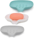 3 Pack Silicone Soap Dish Self Draining Bar Soap Holder for for Kitchen Bathroom