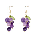 Wholesale Diy Crystal Beads Girls Hook Earrings Purple Grape Gold Fruit Pendent Earrings