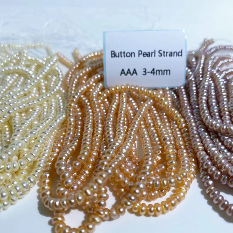 3-4mm Natural  White/Pink/Purple Freshwater Button Pearls Loose Freshwater Pearls for Necklace Jewelry Making