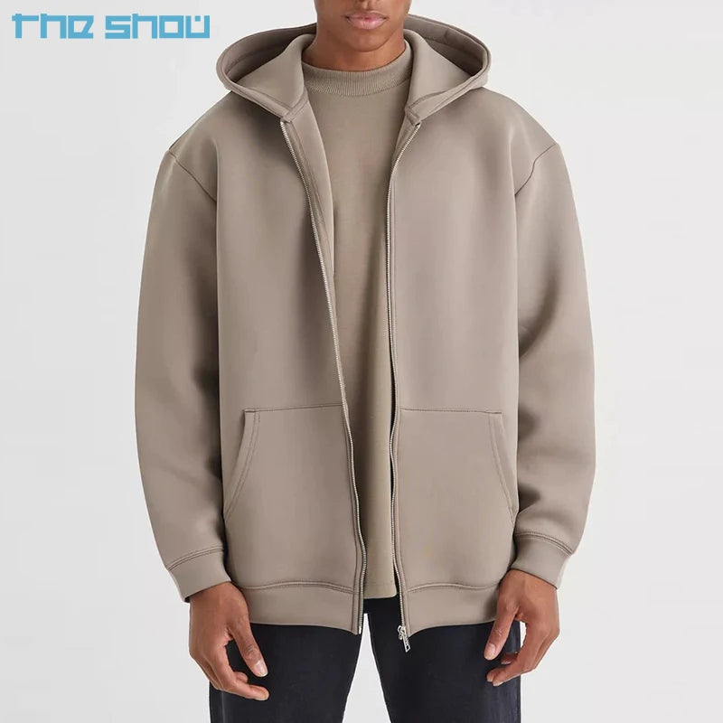 Wholesale Heavyweight Cotton Men's Hoody Custom Print Luxury Pullover Premium Oversized Crop Hoodie 430gsm Men Boxy Hoodie