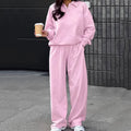 Enyami Fashion Casual Thick Hoodie Pullover Winter Sport Fine Open Women Turn Down Collar Sweatshirt 2 Piece Set With Pockets