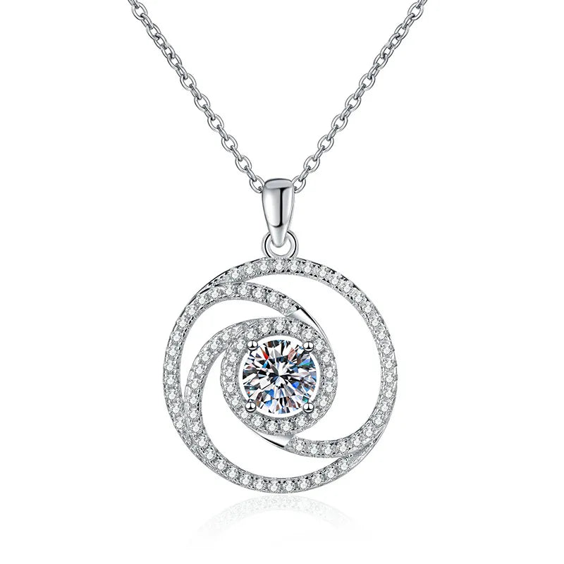 1CT New Trendy Pure 925 Sterling Silver Moissanite Waterproof Tarnish Free Windmill Shape Necklace Pendant Chain Wedding Jewelry