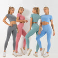 High Waist Hip Lift Yoga Workout Sets Women Fitness Suit Crop Top and Leggings Set Women Active Wear Sets