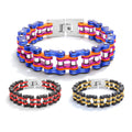 Luxury Mens Stainless Steel Cuff Bracelets Geometric Silver Plated Punk Bicycle Motorcycle Chain Multicolor Charm for Men