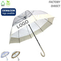OVIDA Customise Transparent Clear Plastic Handle POE Material Fiberglass Ribs Semi-Automatic Open Straight Umbrella Wholesale