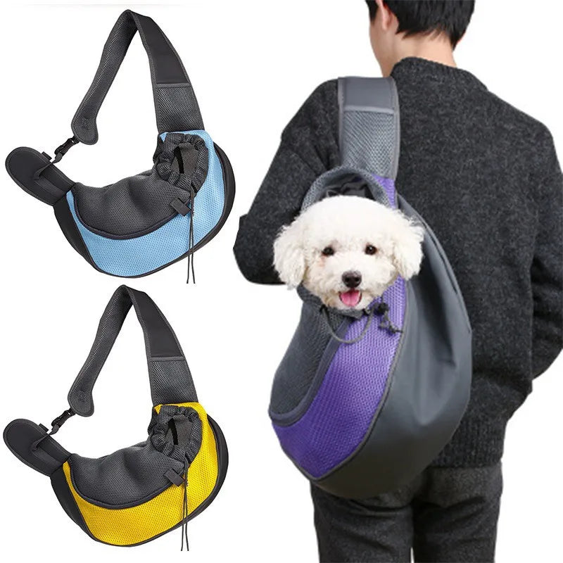 Small Breathable Cat and Dog Carrier Zipper Closure Pet Backpack Crossbody with Animal Pattern for Travel