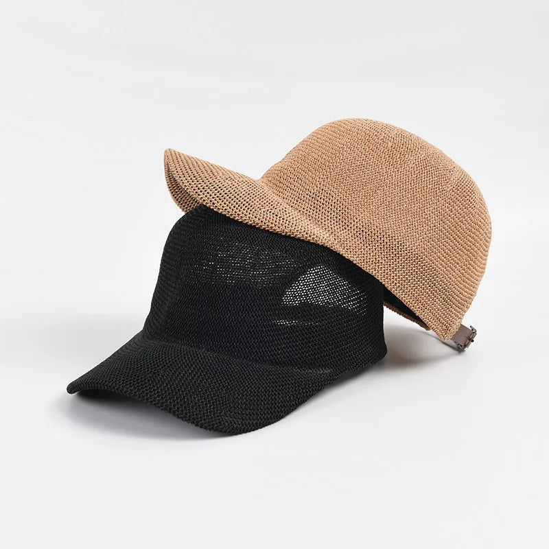 Women's Wholesale Spring Summer Outdoor Casual Dress Breathable Mesh Knitted Paper Straw Sports Sun Hats Baseball Caps