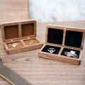 Black Walnut Ring Necklace Earrings Storage Box Double square Solid Wood Edge Portable Jewelry Box