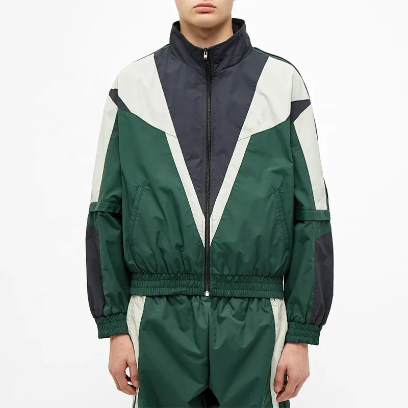 Streetwear Custom Multi Color Boys Zip up Nylon Jackets Removable Sleeves Color Block Men Windbreaker Jackets