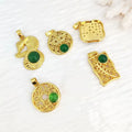 Hot Selling Green Agate Stone Pendant Healing Natural Crystal Chrysoprase Cabs Amulet Ji and Fu Gold Plated Necklace Pendant