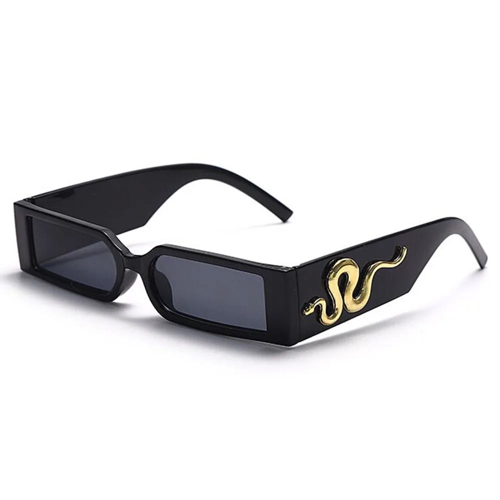 86505 Latest Designs Fashion Tortoiseshell Small Rectangular square Frame Sunglasses with a Snake-like Pattern