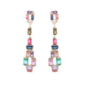 Wholesale Stunning Long Geometric Woman Trendy Jewelry Multi Color Unique Gemstone Stud Earrings