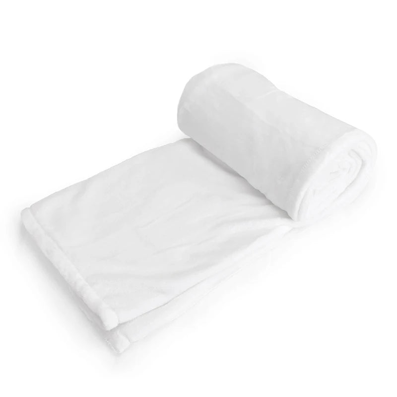 Wholesale  Plain Blankets for Sublimation Polyester 40x30 Customized Logo White Sublimation Flannel Fleece Blanket