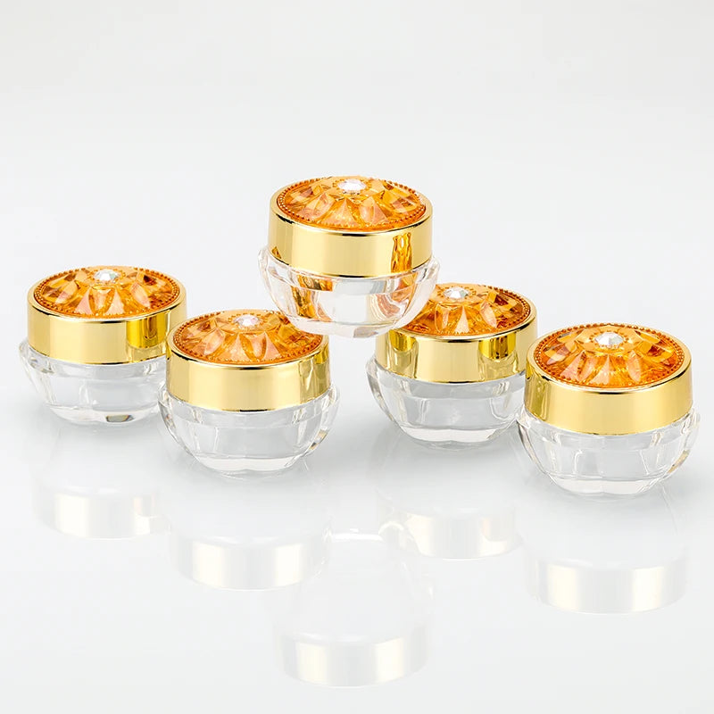 Light Luxury Golden Small 5g Double Wall Acrylic Cosmetic Jar Skin Care Product Trial Packaging Container Cream Jar