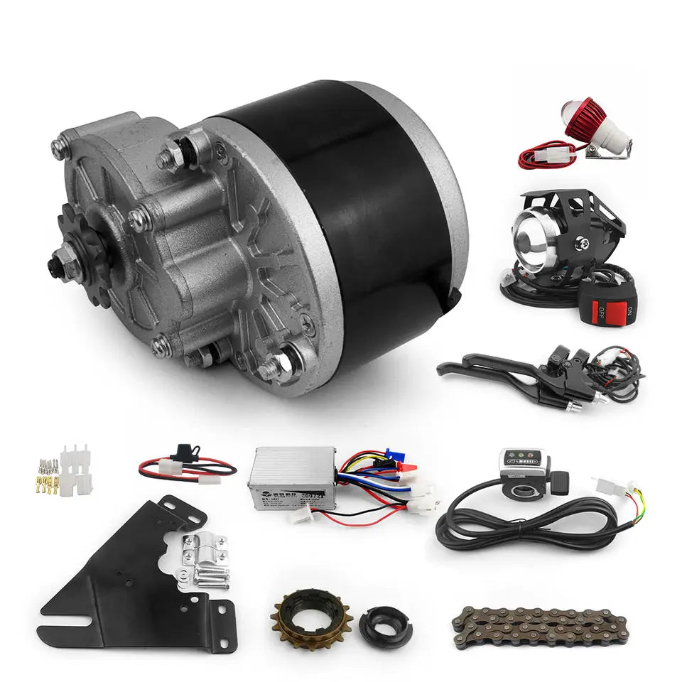250w 36v Electric Bicycle Brush Motor Right Drive Ebike Kit with Thumb Throttle Brake Lever Headlight