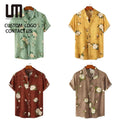 2025 Wholesale Men Casual Shirt - Floral Print Short Sleeve Top (Oversized Button Down Shirt with Lapel Collar Trendy for Men)
