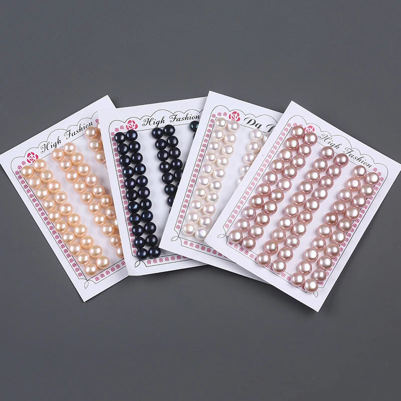 Half Hole Natural Pearl Button Loose Beads 5A Granules Round Pearl Wholesale Natural Freshwater Pearl